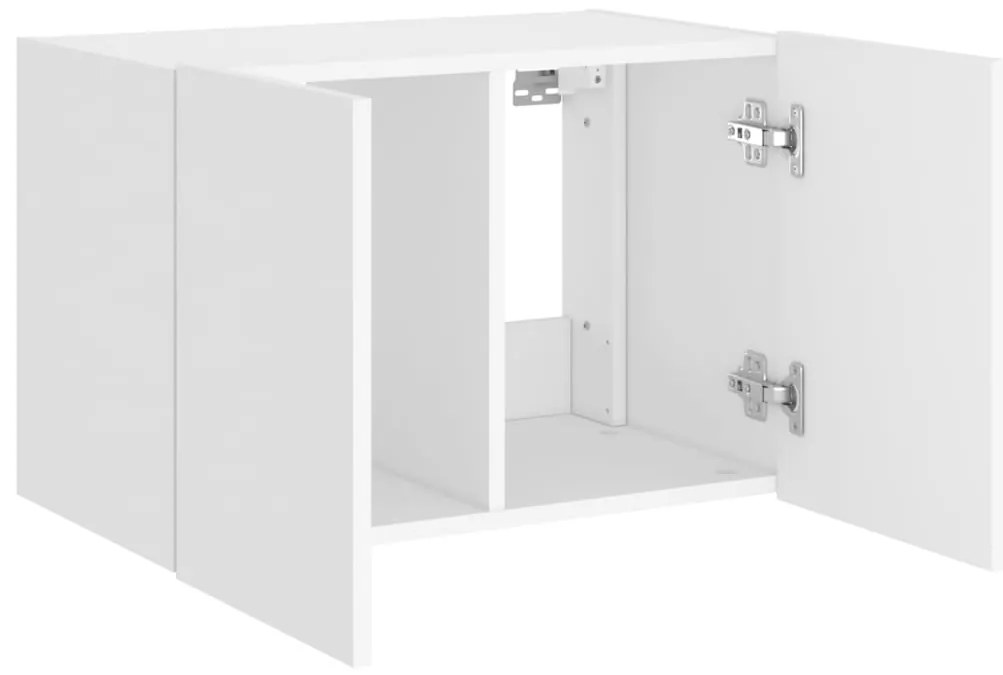 Móvel de parede para TV com luzes LED 60x35x41 cm branco