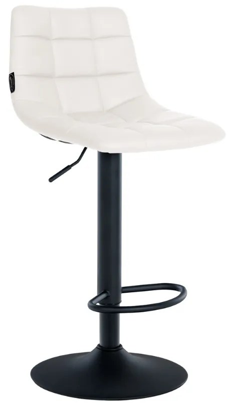 Banco de bar Jerry em couro sintético com estrutura preta 87-108,5 x 43 x 46,5 cm Branco
