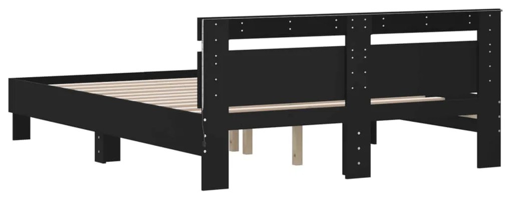 Estrutura de cama com LED sem colchão 150x200 cm preto