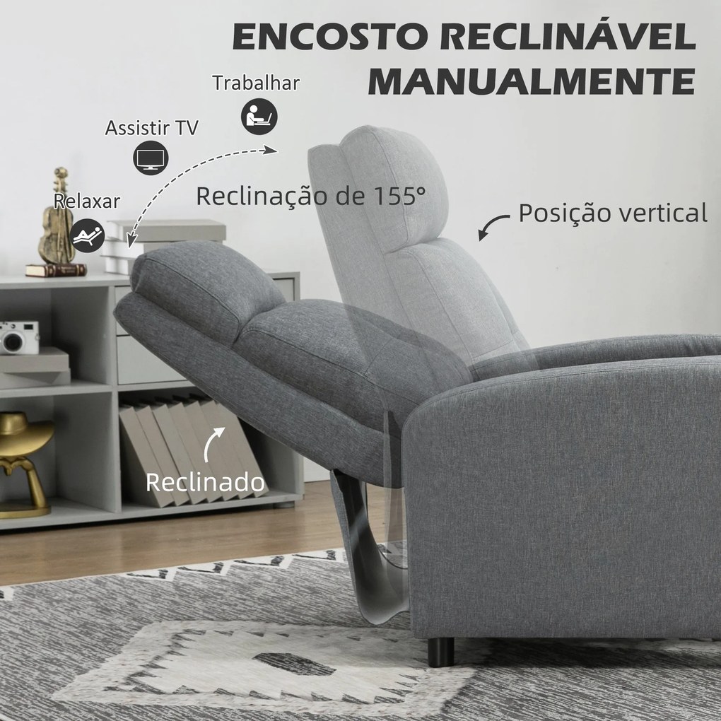 HOMCOM Poltrona Relax Reclinável até 155° Poltrona Reclinável Manual E