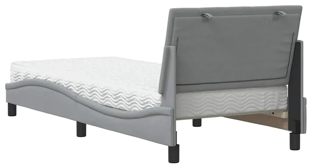 Cama com colchão 80x200 cm tecido cinzento-claro