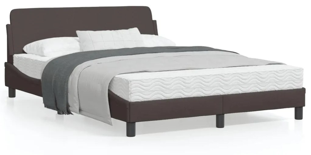 vidaXL Estrutura de cama sem colchão 140x200 cm tecido castanho-escuro