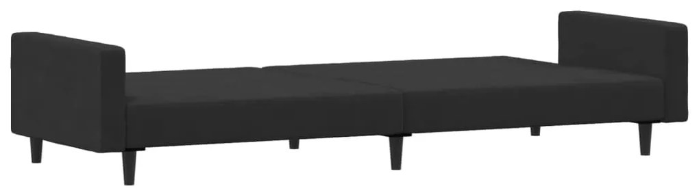 Sofá-cama 2 lugares c/ apoio de pés veludo preto