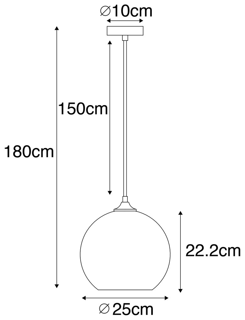 Candeeiro suspenso art déco preto com vidro fumê - Wallace Art Deco