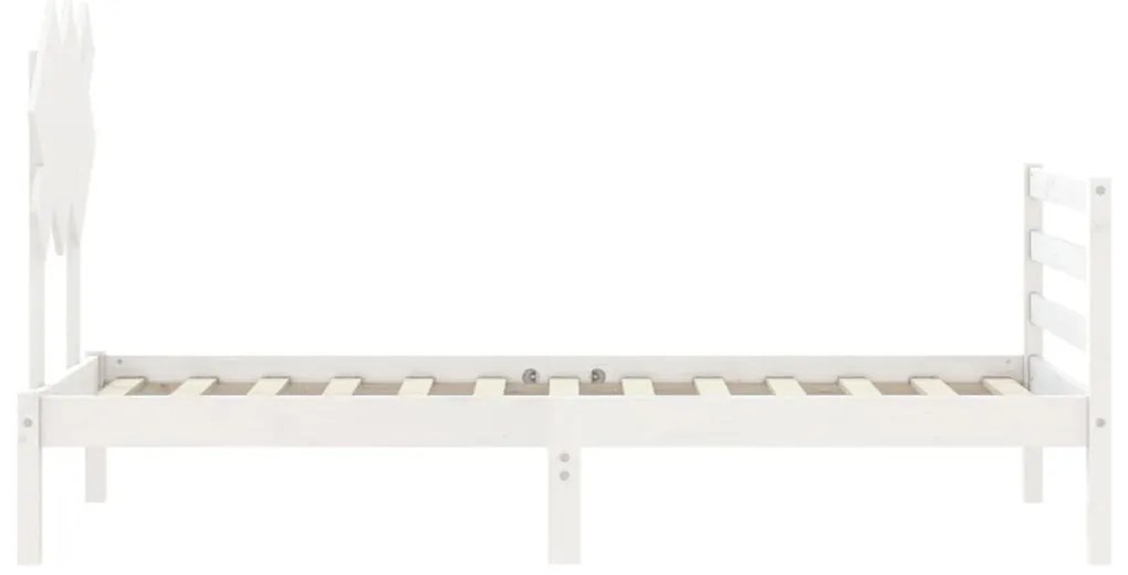 Estrutura cama de solteiro c/ cabeceira madeira maciça branco