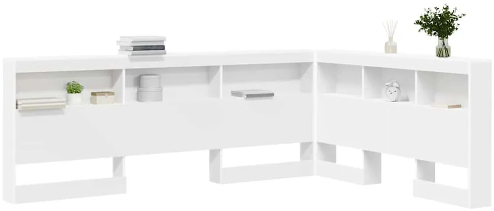 Cabeceira de armazenamento Branco 140 cm Madeira processada