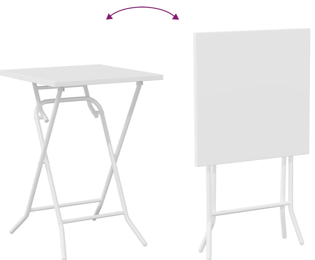 Conjunto Bistro Dobrável 3 Peças Branco Aço