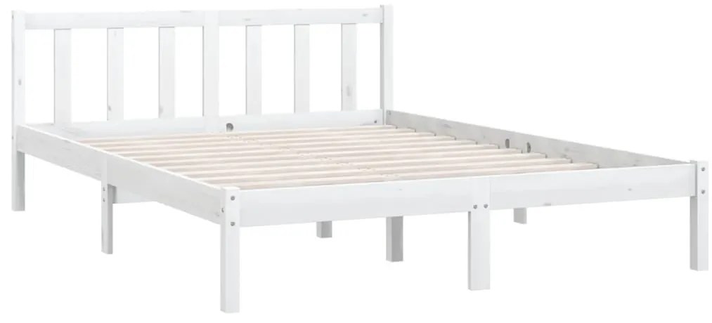 Estrutura de cama em pinho maciço 160x200 cm branco