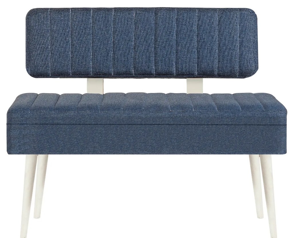 Conjunto de Mesa de Jantar Extensível e Cadeiras Vina – Branco e Azul