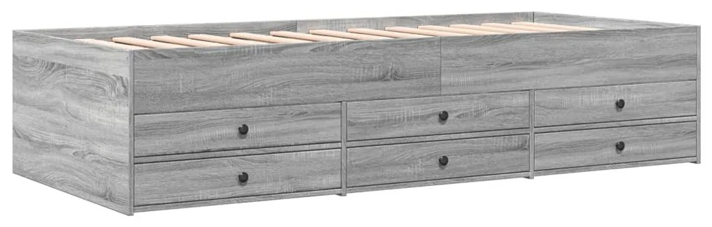 Sofá-cama com gavetas sem colchão 100x200 cm cinzento sonoma