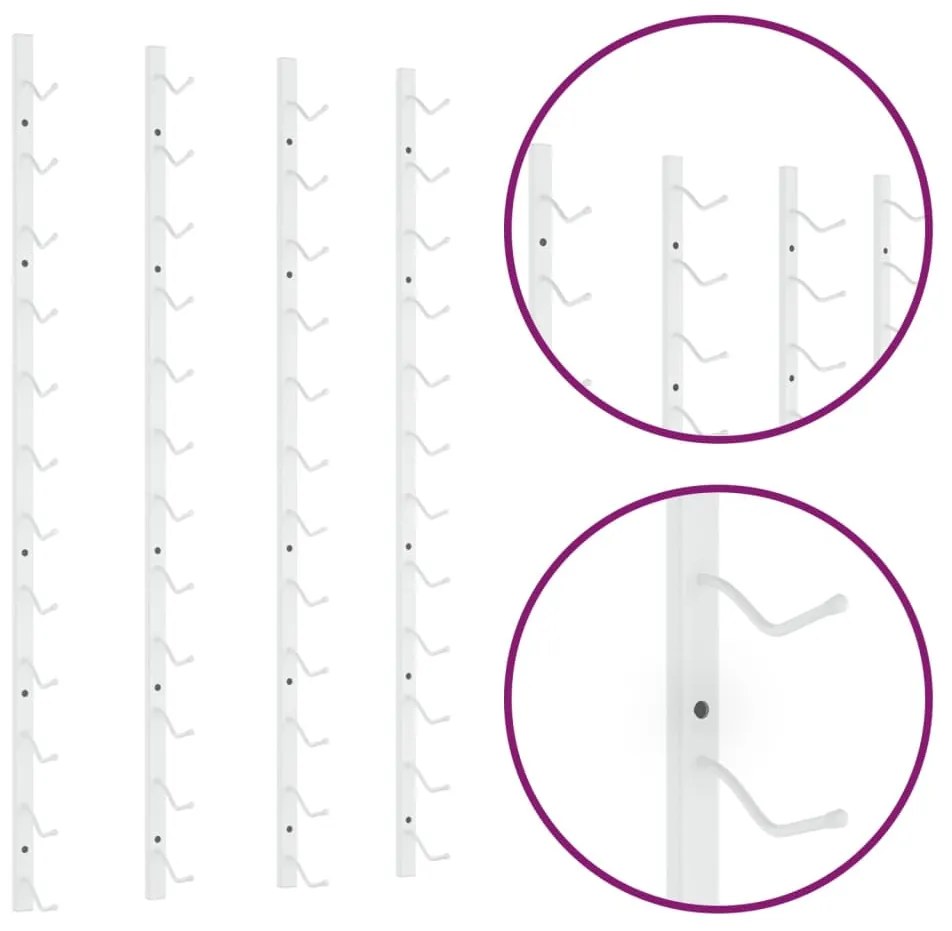 Garrafeira de parede para 12 garrafas 2 pcs ferro branco