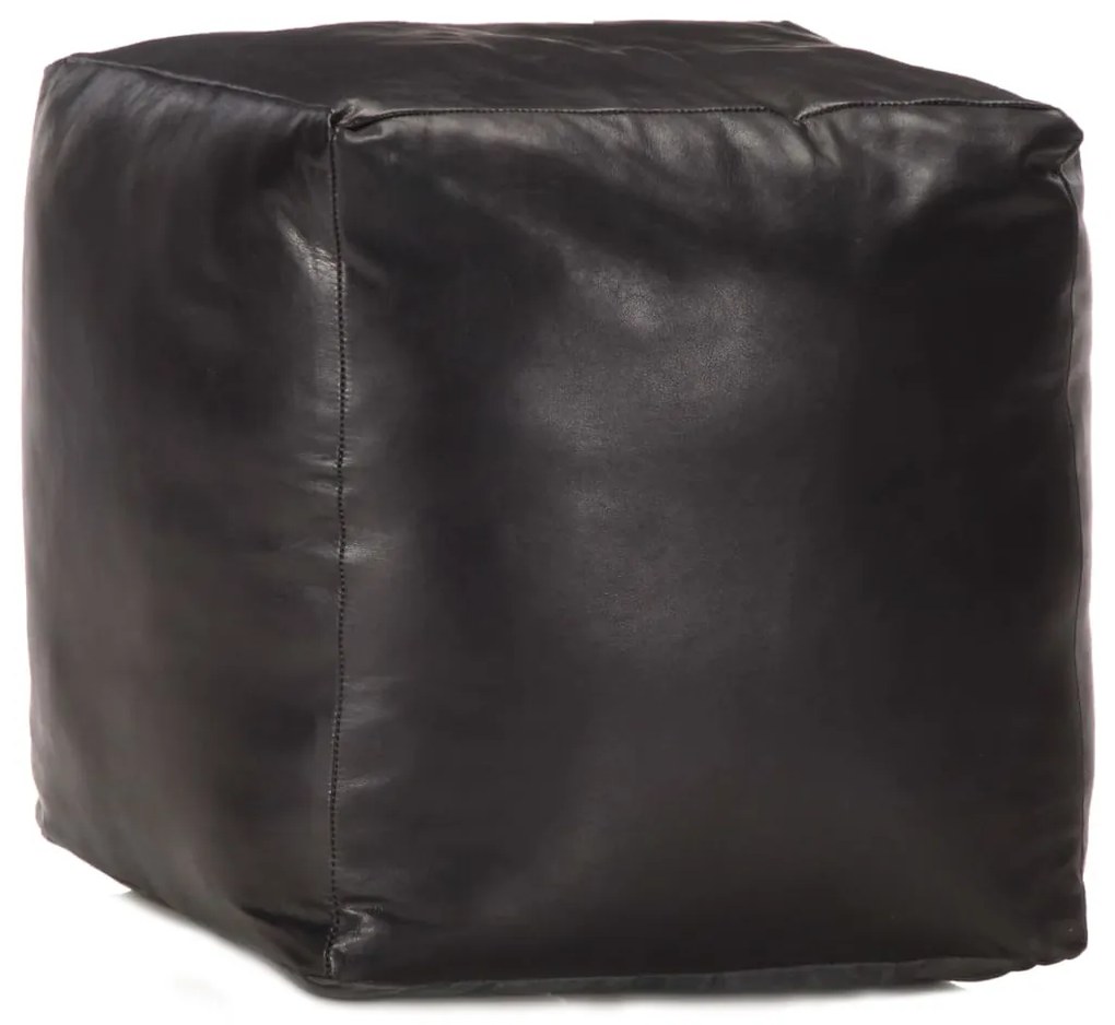 vidaXL Pufe 40x40x40 cm couro de cabra genuíno preto