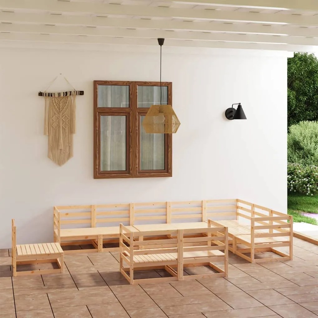 vidaXL 10 pcs conjunto lounge de jardim pinho maciço