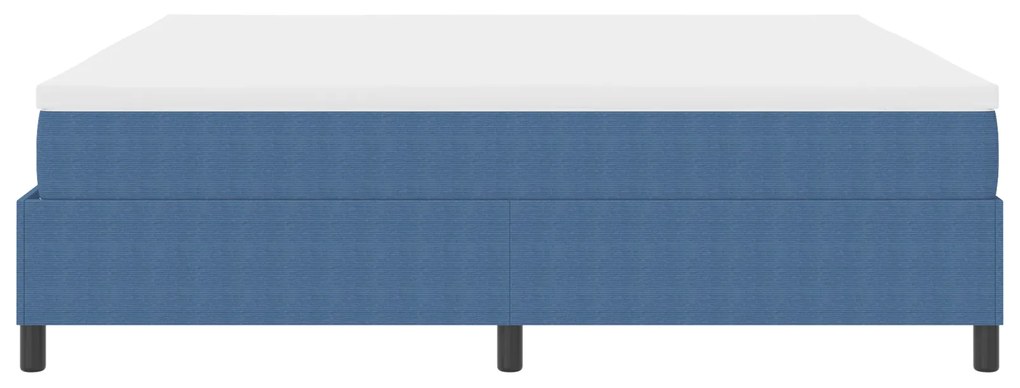 Cama Box Spring com Colchão, Azul, 200x200 cm, Tecido de Veludo Cotelê