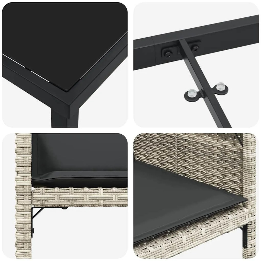 Conjunto de Jantar de Jardim de 5 Peças com Almofadas Cinza Claro em R
