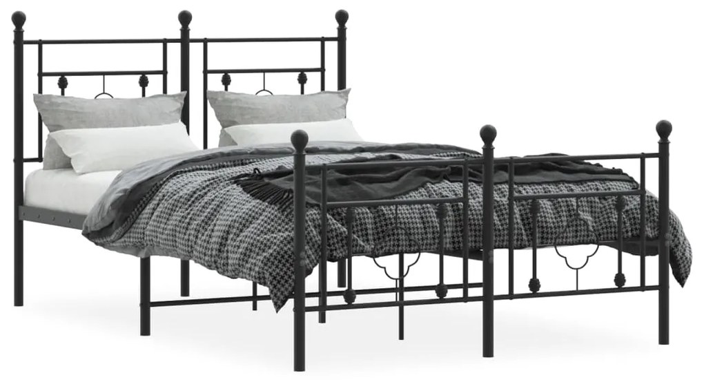 Estrutura de cama com cabeceira e pés 120x190 cm metal preto