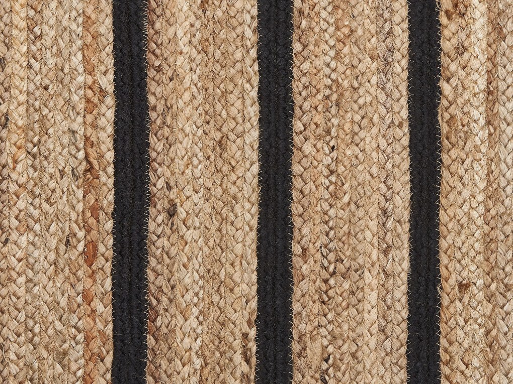 Tapete de juta preto e creme 140 x 200 cm KARADONA Beliani