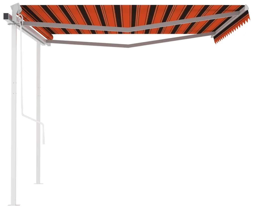 Toldo retrátil automático com postes 4x3,5 m laranja e castanho