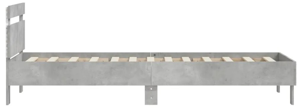 Estrutura de cama c/ cabeceira/luzes LED 90x200cm cinza cimento