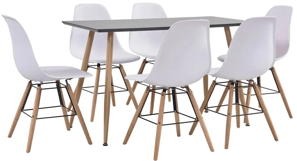 3053813 vidaXL 7 Piece Dining Set Plastic White (248310+248255)