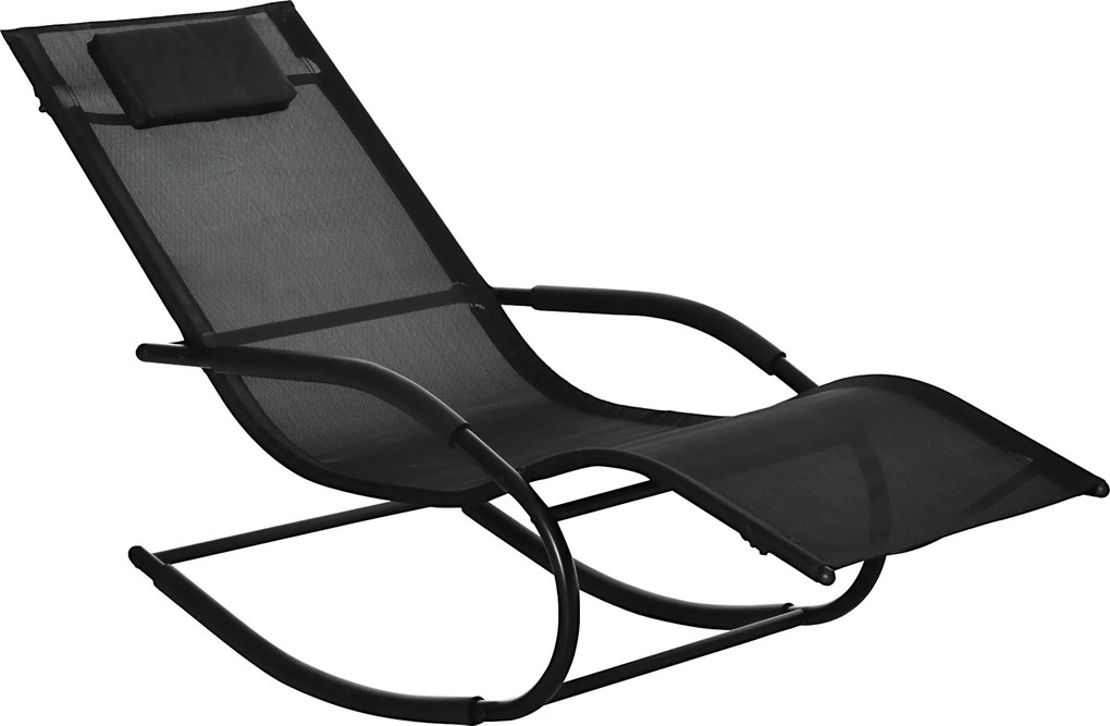Outsunny Espreguiçadeira balançante ergonômica com encosto de cabeça apoios de braço metal galvanizado textilene 62l x 150P | Aosom Portugal