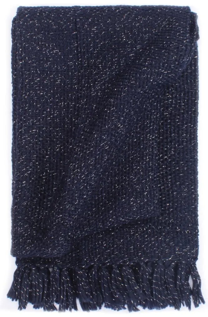 vidaXL Manta em tecido lurex 220x250 cm azul-marinho
