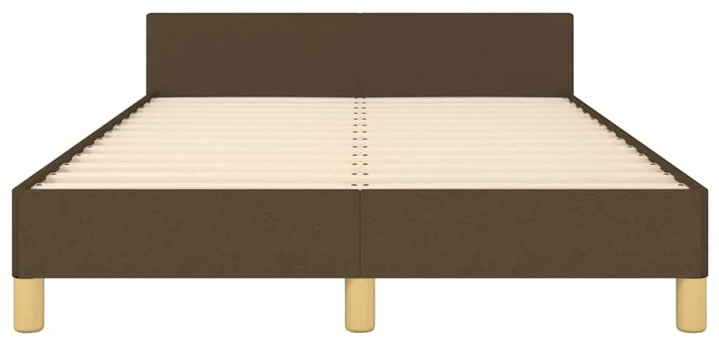 Estrutura de cama sem colchão 120x200 cm tecido castanho-escuro