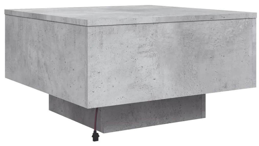 Mesa de centro com luzes LED 55x55x31 cm cinzento cimento