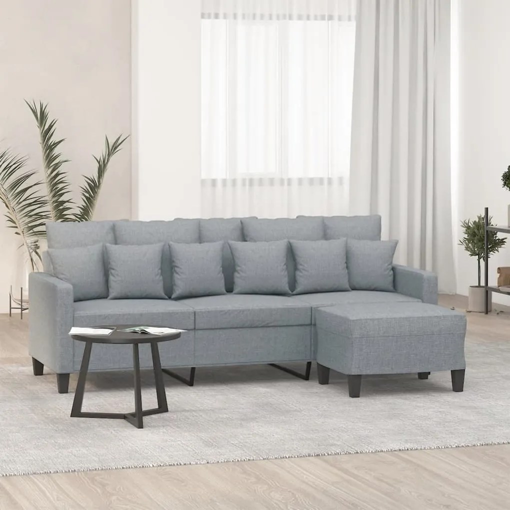 Sofá Cinha Chaise Longue - De 3 Lugares com Apóio de Pés - Cor Cinza C