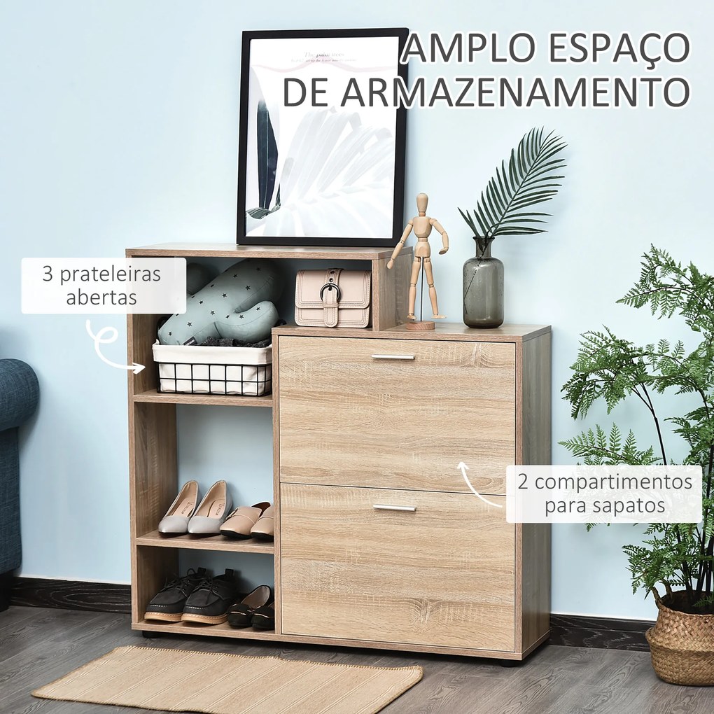 Sapateira de Madeira com Prateleiras de Armazenamento Sapateira para até 20 pares de Sapatos 101,5x25,5x98cm Madeira