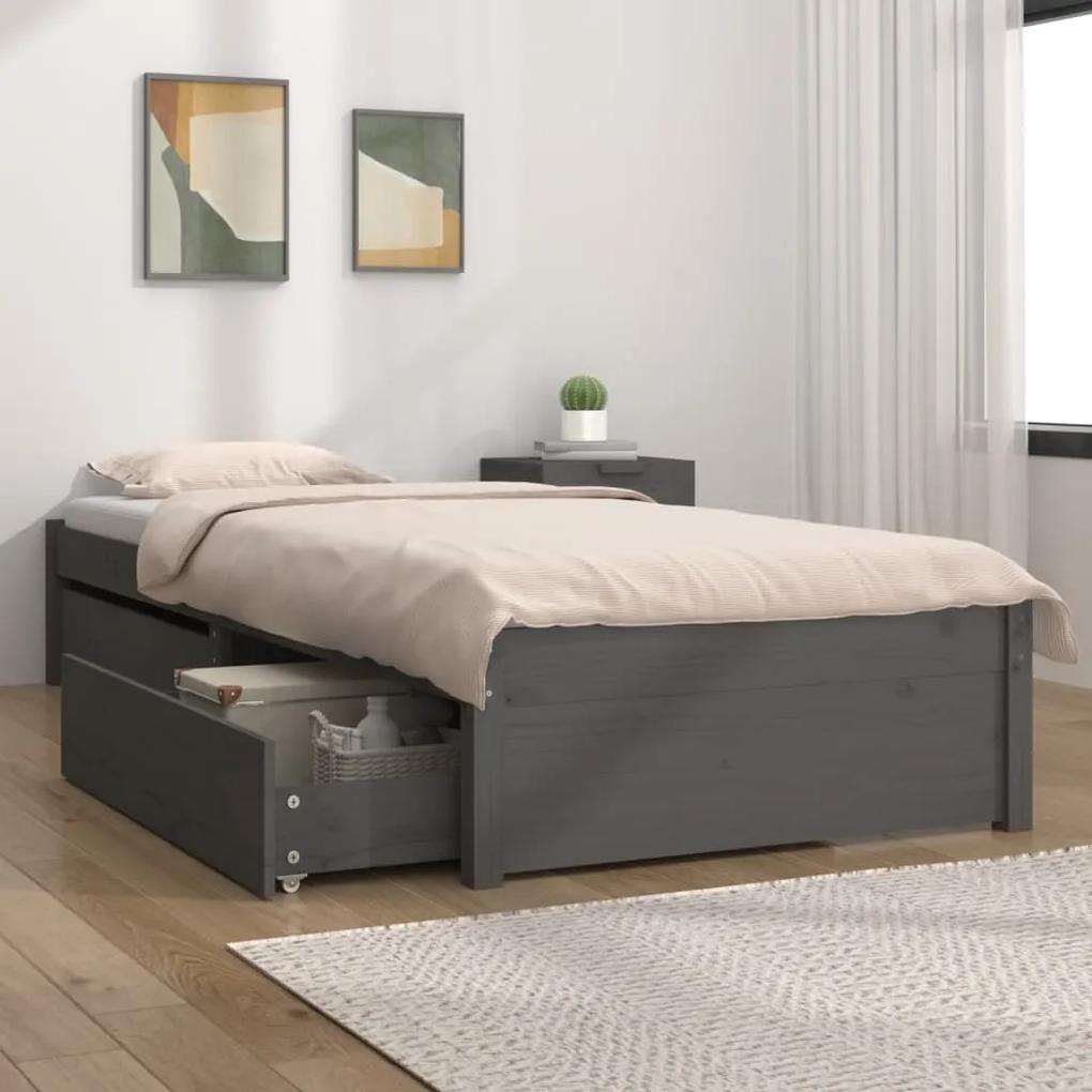Estrutura de cama com gavetas 90x200 cm cinzento