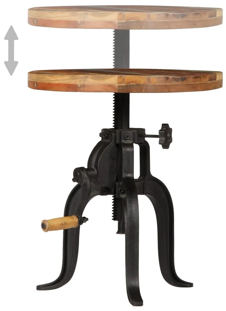 Mesa de apoio 45x (45-62) cm madeira recuperada e ferro fundido