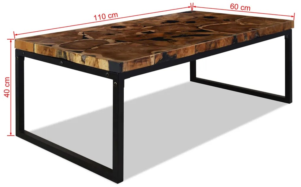 Mesa de centro em resina de teca 110x60x40 cm