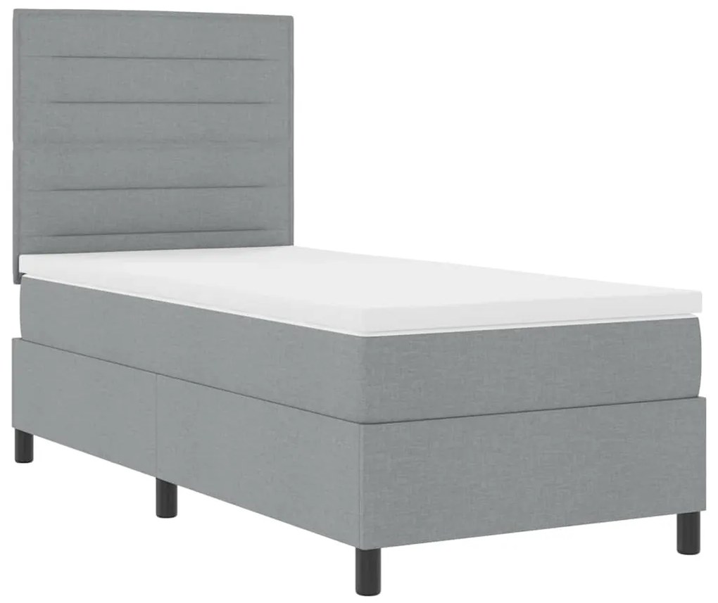 Cama Box Spring com Colchão Cinza Claro 90x200 cm Tecido