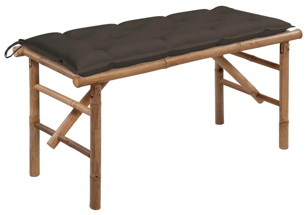 3063872 vidaXL Banco de jardim dobrável com almofadão 118 cm bambu