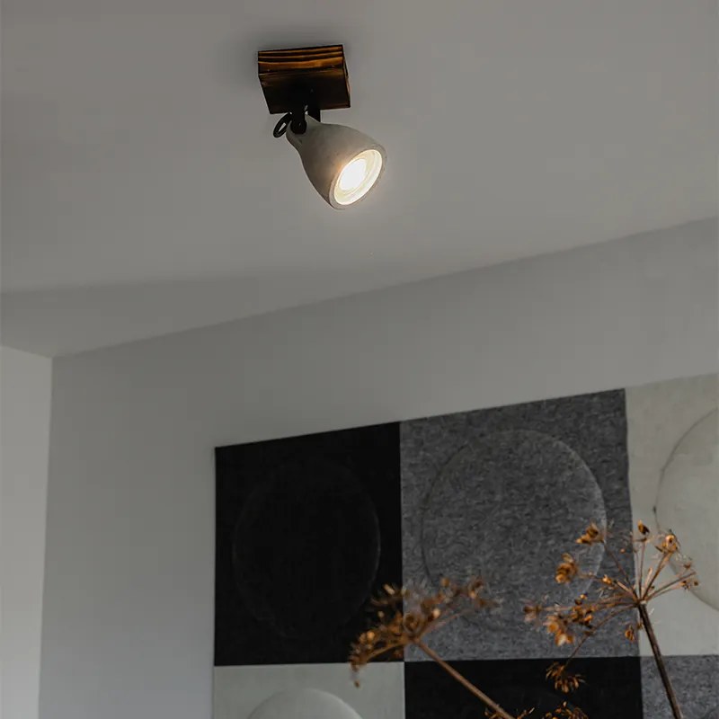 Foco de teto industrial madeira com betão - Creto