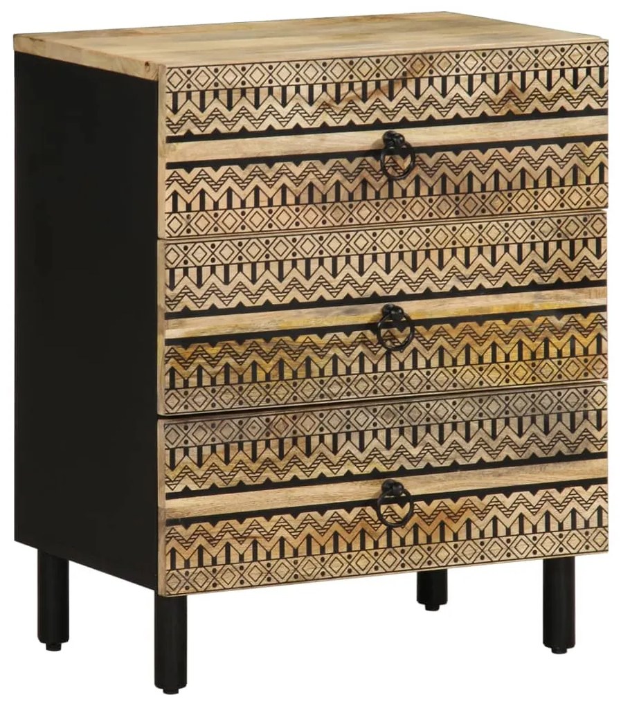 Mesa cabeceira 50x33x62cm madeira mangueira áspera maciça preto