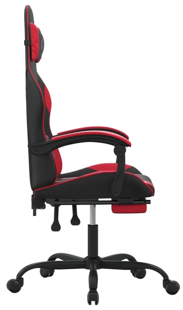 Cadeira gaming giratória c/ apoio couro artific. preto/vermelho