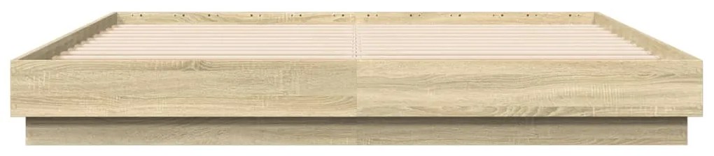 Estrutura de cama com luzes LED 200x200 cm carvalho sonoma