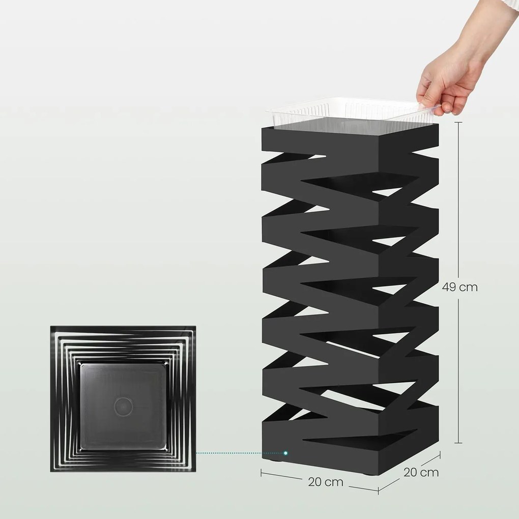 Suporte para guarda-chuvas em metal 20 x 20 x 49 cm Preto