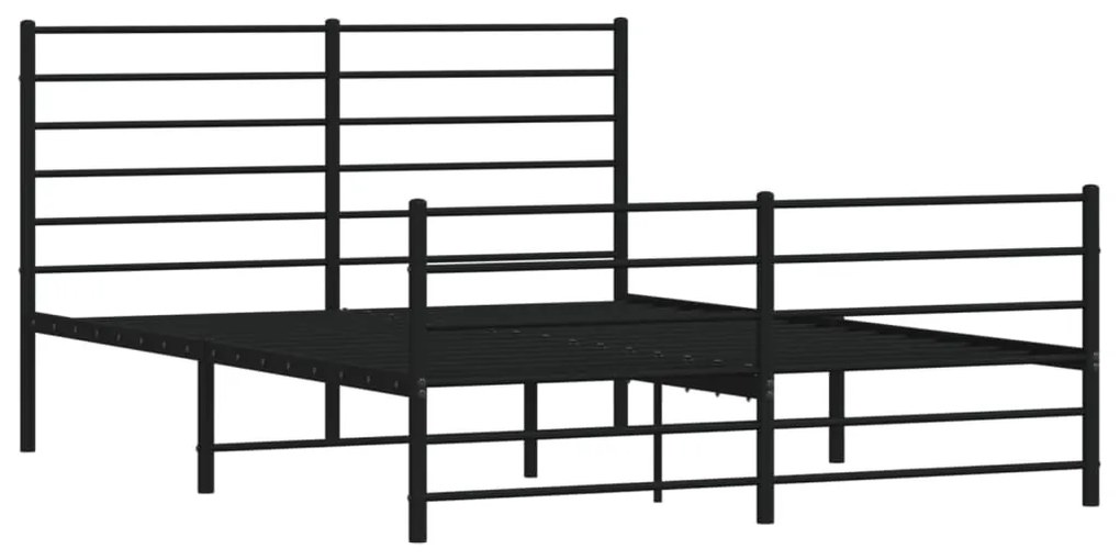Estrutura de cama com cabeceira e pés 120x190 cm metal preto