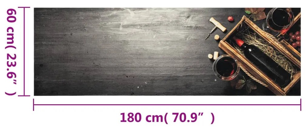 Tapete de cozinha lavável 60x180 cm veludo padrão garrafa vinho