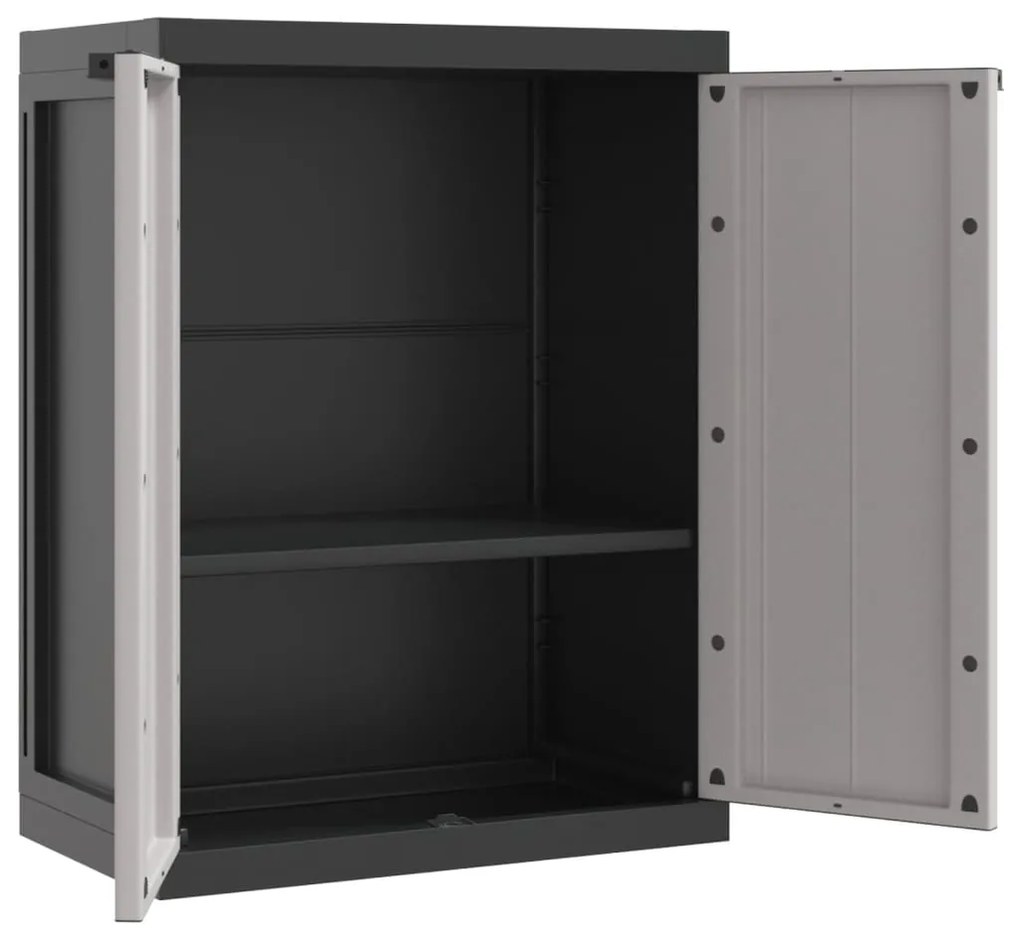 Móvel de arrumação para exterior 65x37x85 PP cinzento e preto