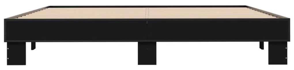Estrutura de cama 200x200 cm derivados de madeira/metal preto