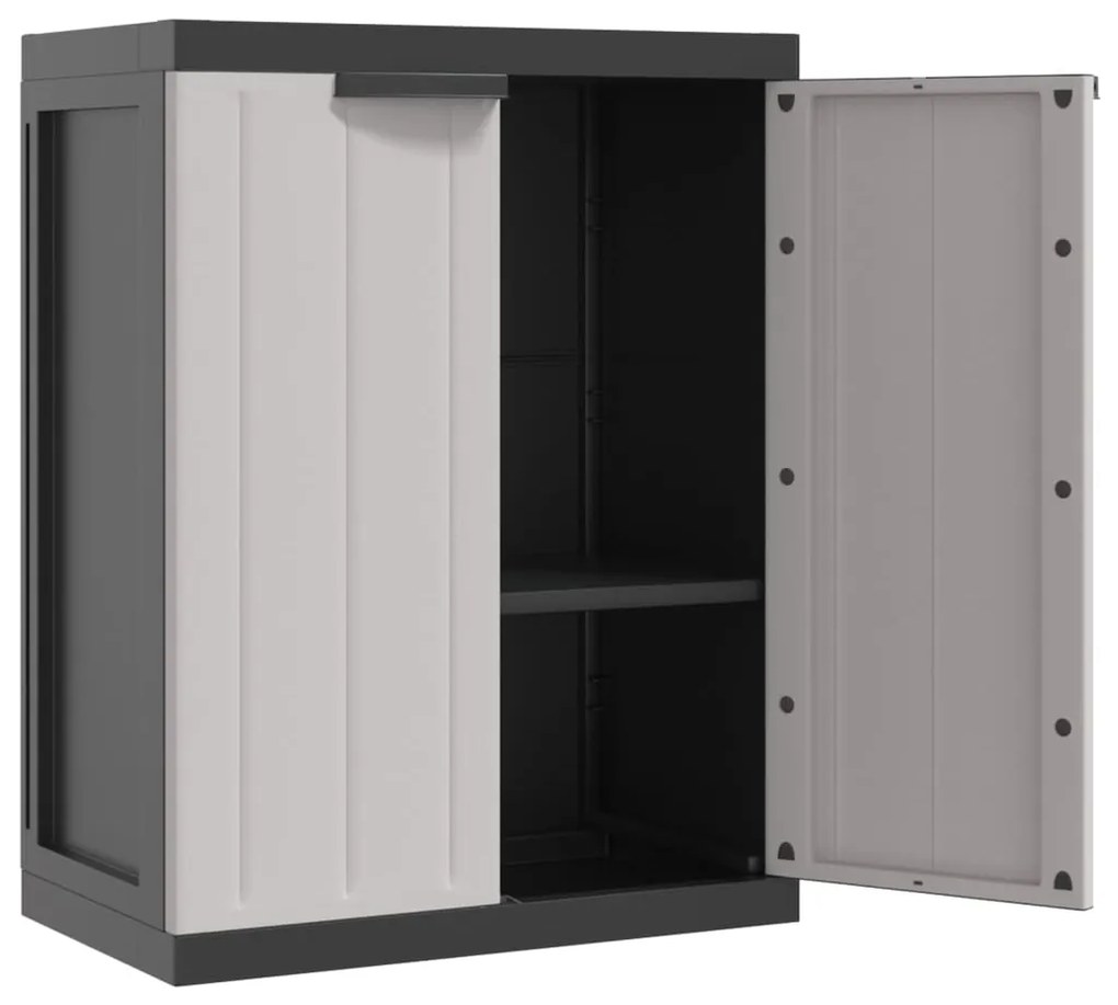 Móvel de arrumação para exterior 65x37x85 PP cinzento e preto