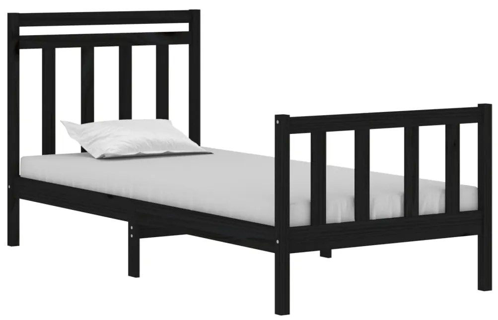 Estrutura cama pequena solteiro 75x190 cm madeira maciça preto