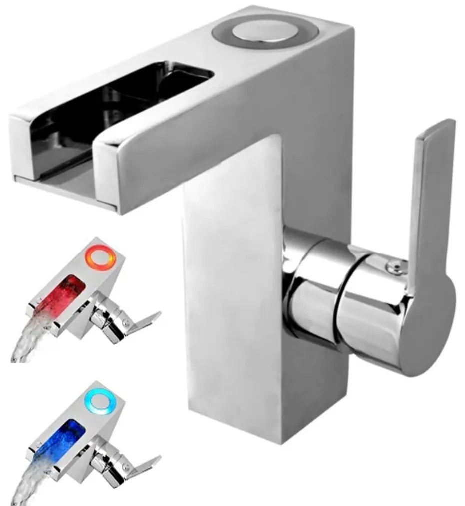 425798 SCHÜTTE Torneira mistur. lavatório LED efeito cascata ORINOCO cromado