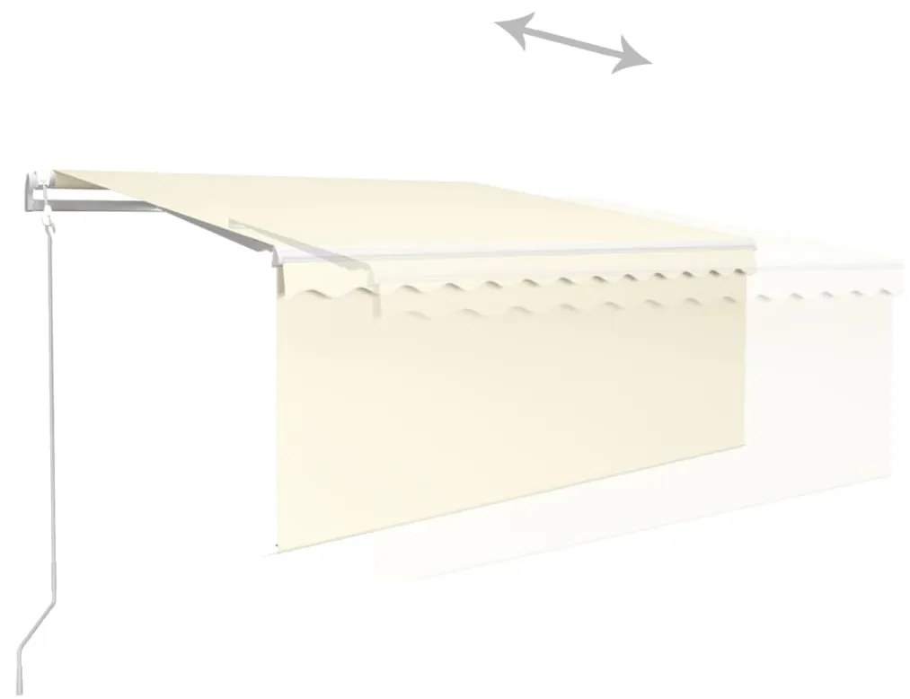 Toldo automático c/ estore/LED/sensor de vento 3x2,5m cor creme