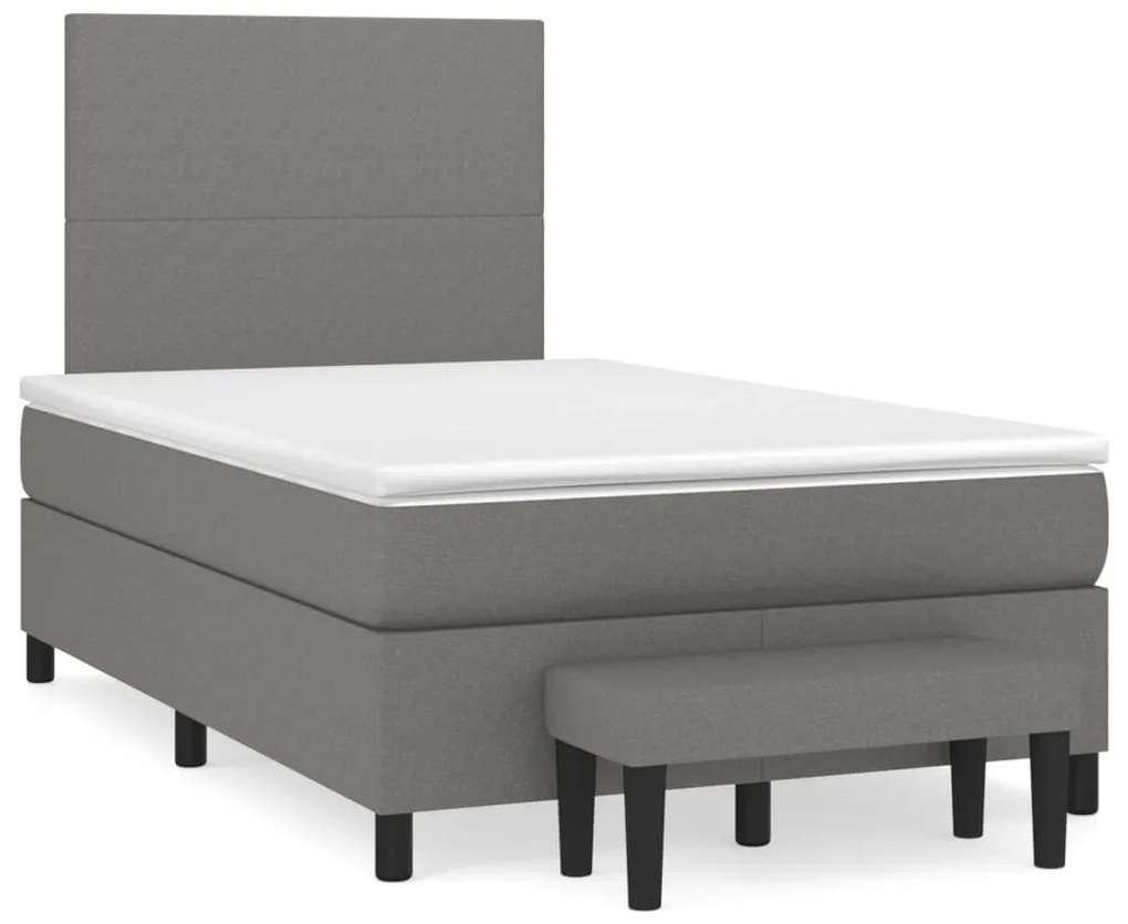 vidaXL Cama boxspring com colchão 120x190 cm tecido cinzento-escuro