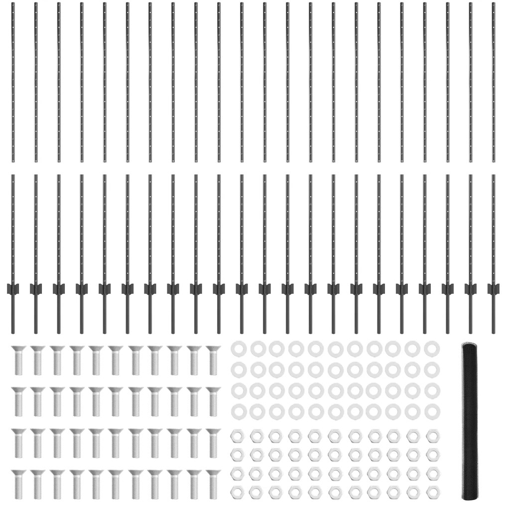Postes de Cerca vidaXL 22 pcs U-Channel Cinzento 150 cm Aço